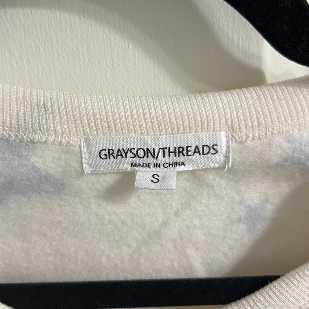 Star Shirt Grayson Threads Long Sleeve- White with gray stars Size Small - Picture 2 of 3